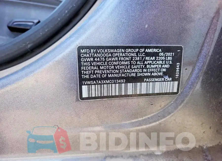 1VWSA7A3XMC013492 Photo# 13