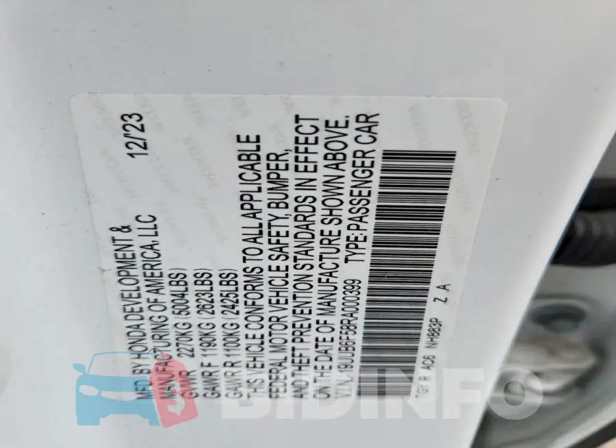 19UUB6F58RA000399 Photo# 12