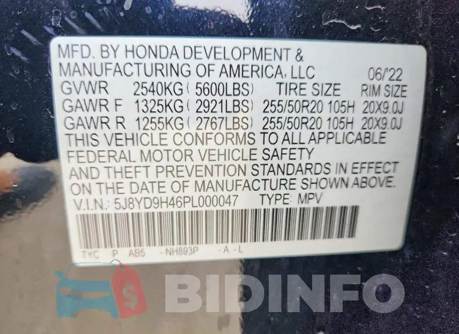 5J8YD9H46PL000047 Photo# 13
