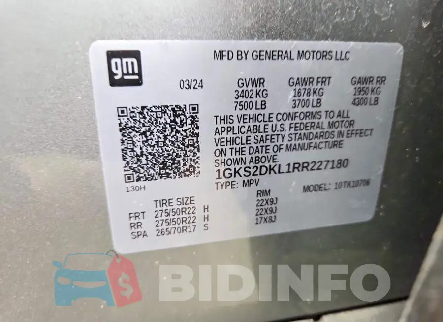 1GKS2DKL1RR227180 Photo# 13