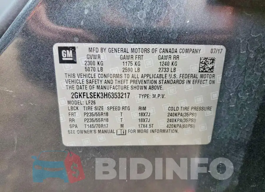 2GKFLSEK3H6353217 Photo# 14