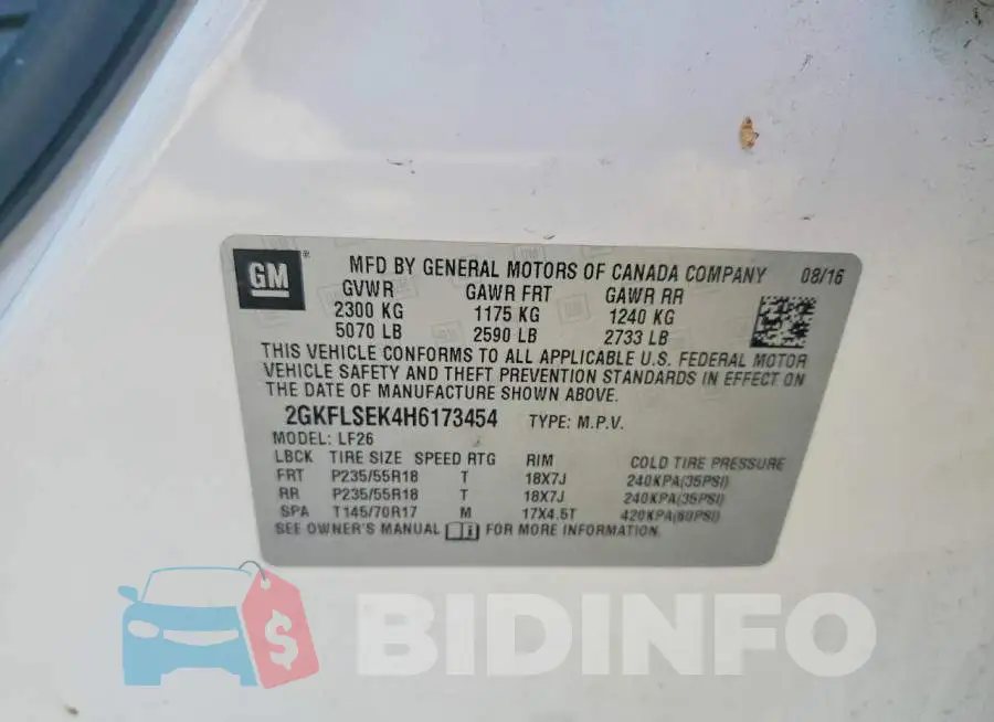 2GKFLSEK4H6173454 Photo# 12