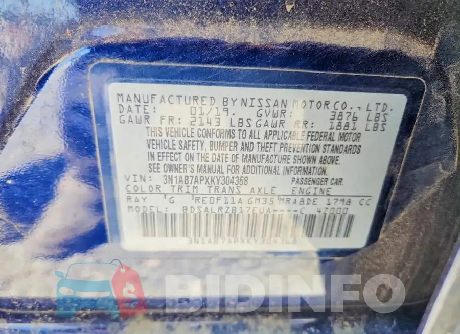3N1AB7APXKY304368 Photo# 13