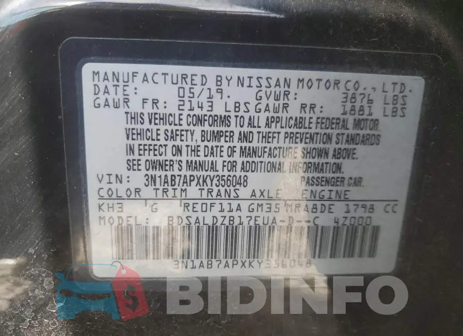 3N1AB7APXKY356048 Photo# 12