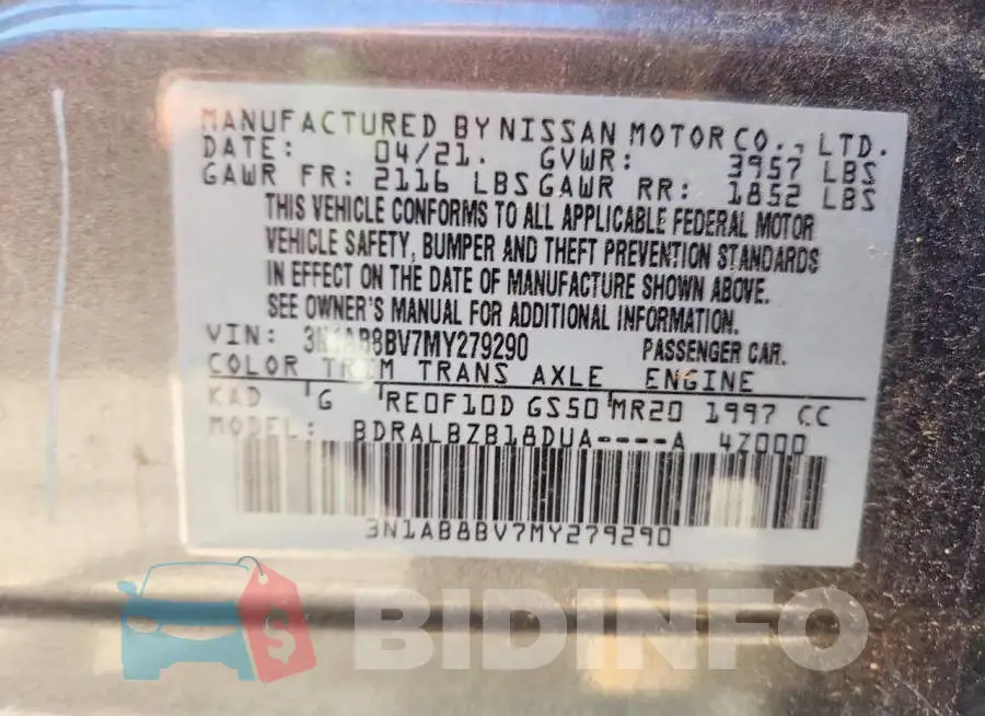 3N1AB8BV7MY279290 Photo# 12