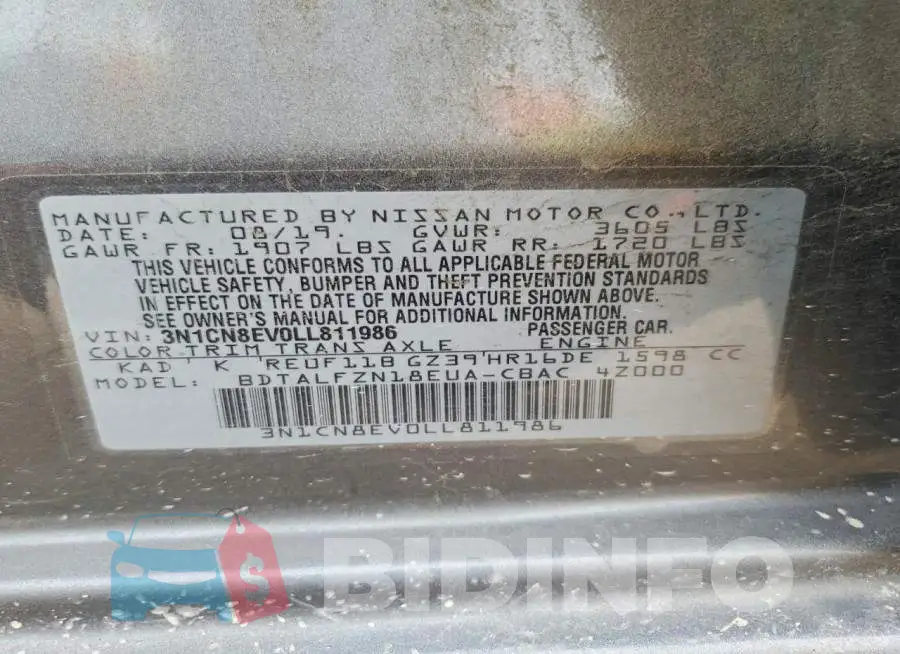 3N1CN8EV0LL811986 Photo# 13