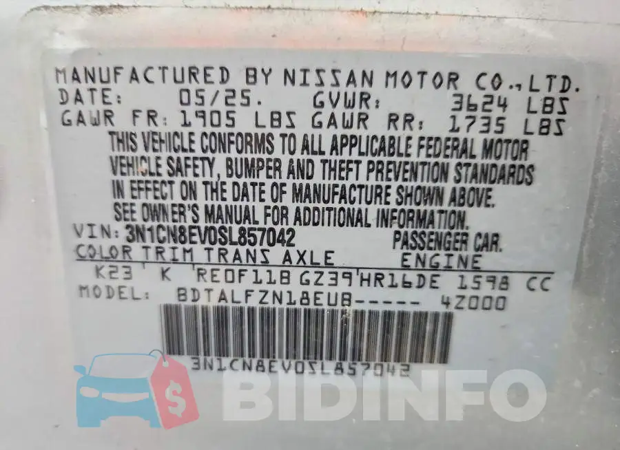 3N1CN8EV0SL857042 Photo# 12