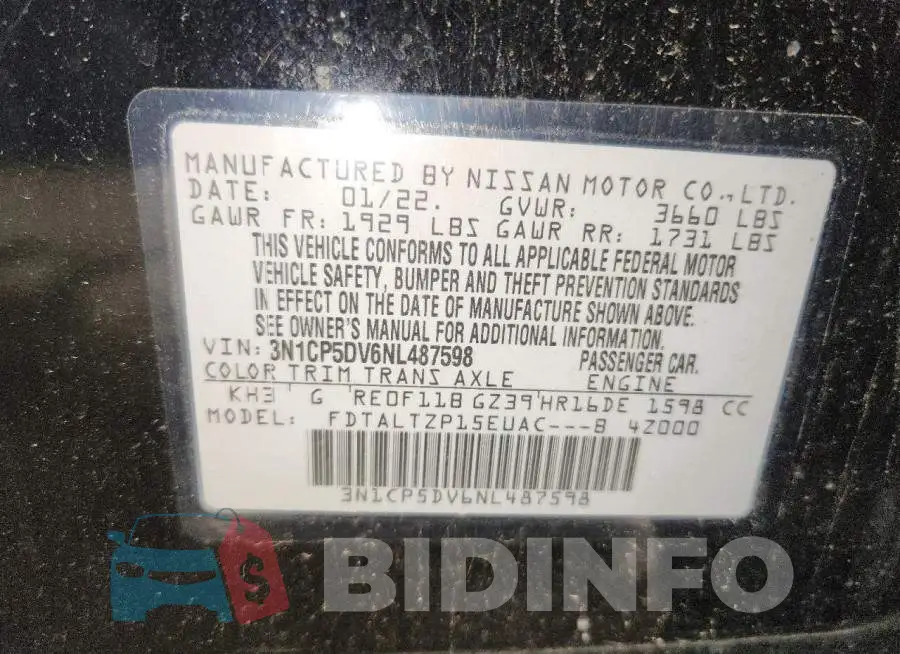 3N1CP5DV6NL487598 Photo# 13