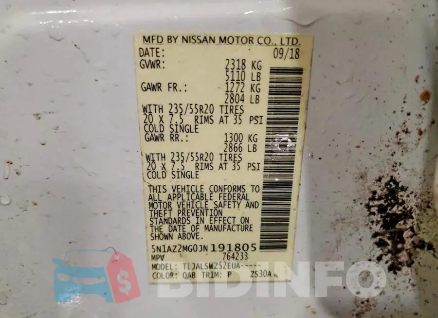 5N1AZ2MG0JN191805 Photo# 13