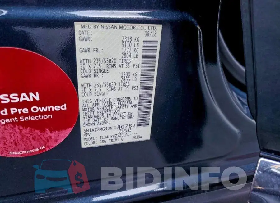 5N1AZ2MG3JN180782 Photo# 13