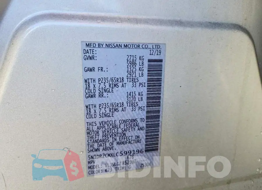 5N1DR2CMXLC599196 Photo# 14