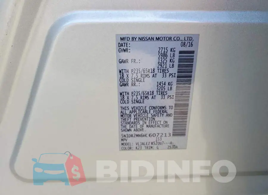 5N1DR2MN6HC607213 Photo# 13