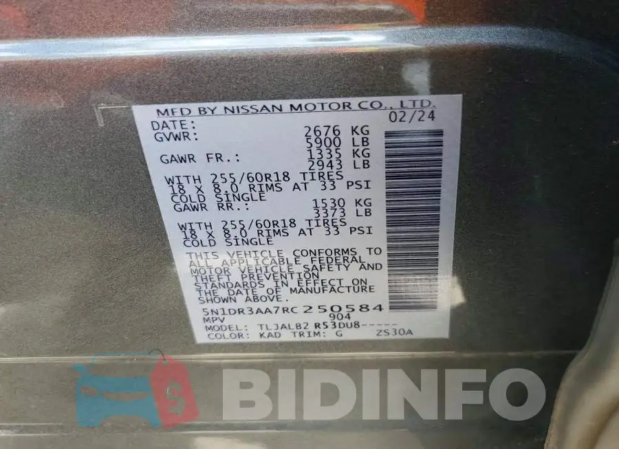 5N1DR3AA7RC250584 Photo# 13