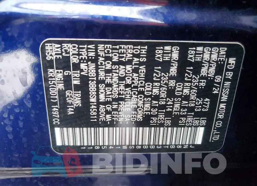 JN8BT3BB8SW145811 Photo# 14