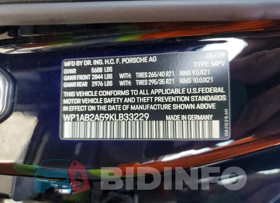WP1AB2A59KLB33229 Photo# 13