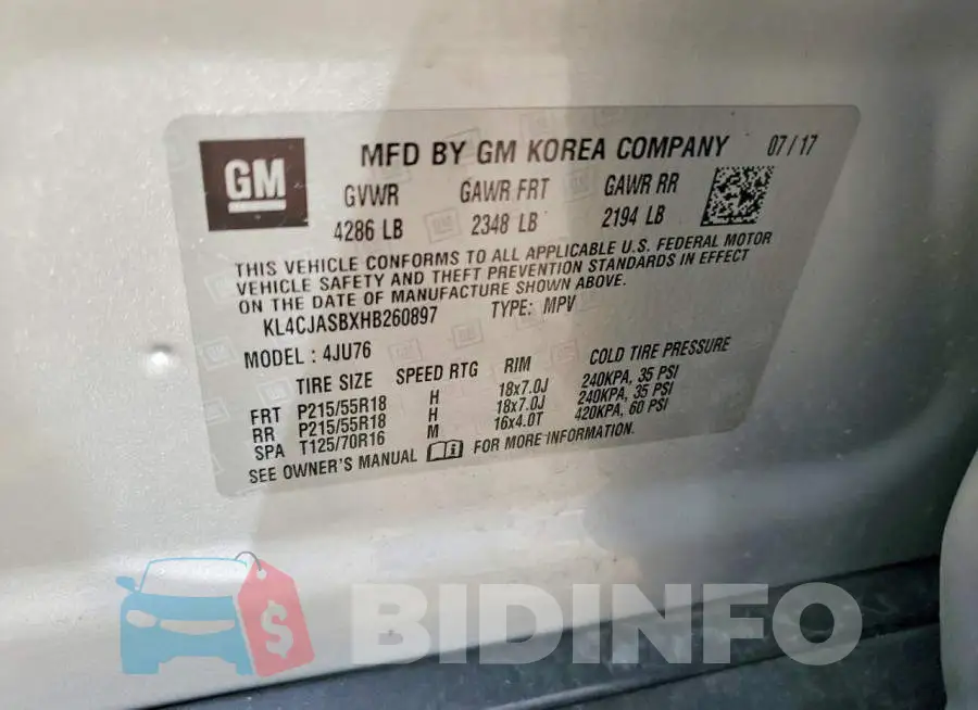 KL4CJASBXHB260897 Photo# 13