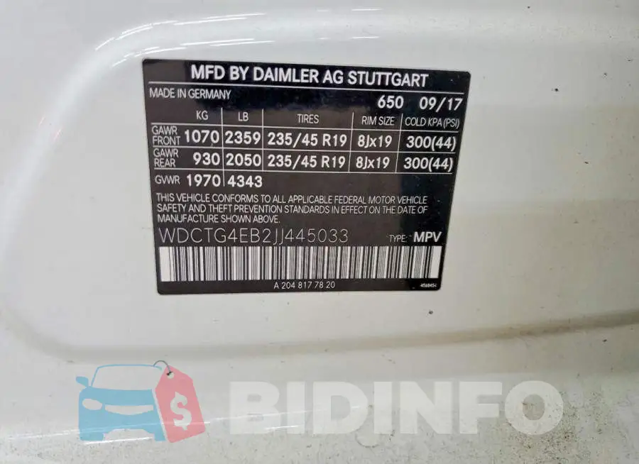 WDCTG4EB2JJ445033 Photo# 13