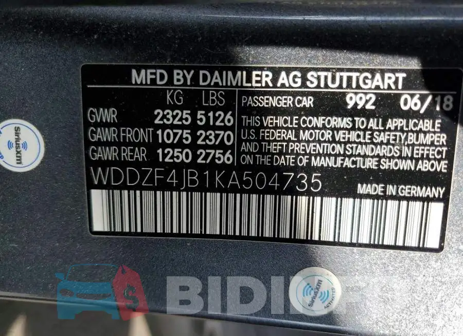 WDDZF4JB1KA504735 Photo# 12