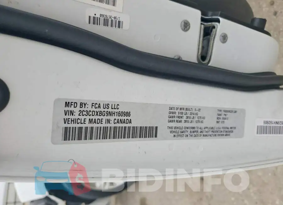 2C3CDXBG9NH160986 Photo# 12