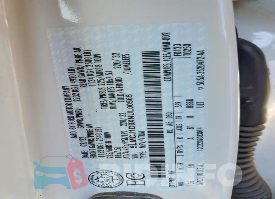 5LMCJ1D9XNUL00565 Photo# 12