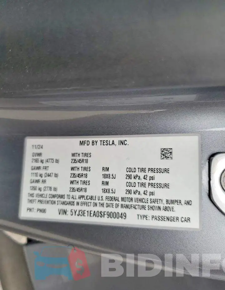 5YJ3E1EA0SF900049 Photo# 12