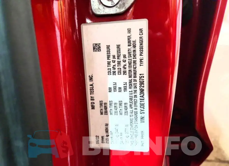5YJ3E1EA3NF290751 Photo# 12