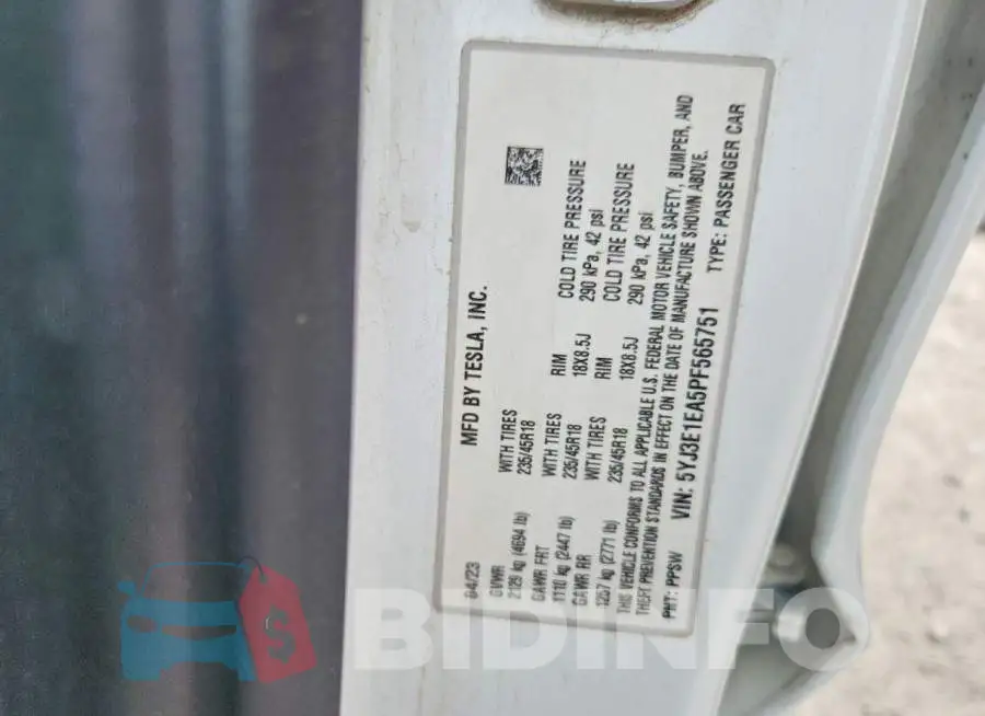 5YJ3E1EA5PF565751 Photo# 12