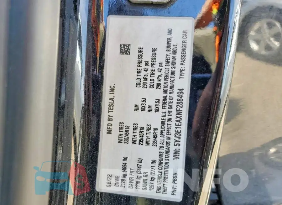 5YJ3E1EAXNF288494 Photo# 12