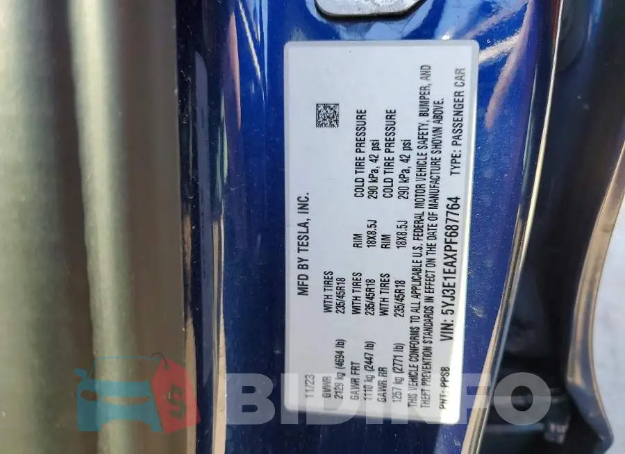 5YJ3E1EAXPF687764 Photo# 12