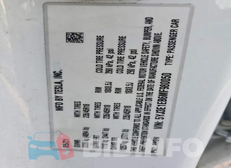 5YJ3E1EB6MF980050 Photo# 12
