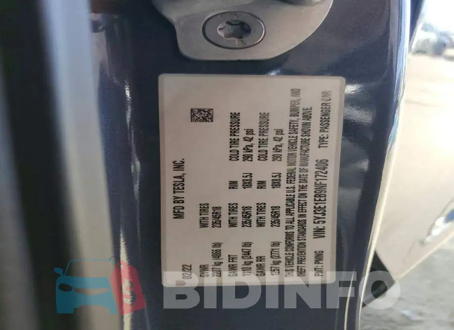 5YJ3E1EB9NF172406 Photo# 12