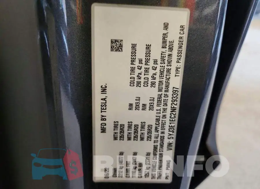 5YJ3E1EC2NF293397 Photo# 13