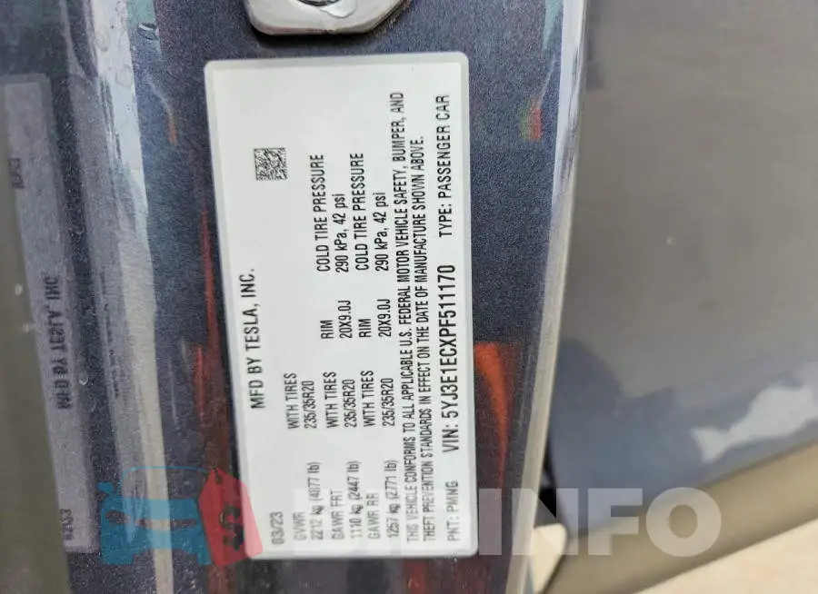 5YJ3E1ECXPF511170 Photo# 12