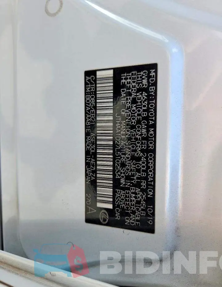 JTHAA1D27L5102534 Photo# 12