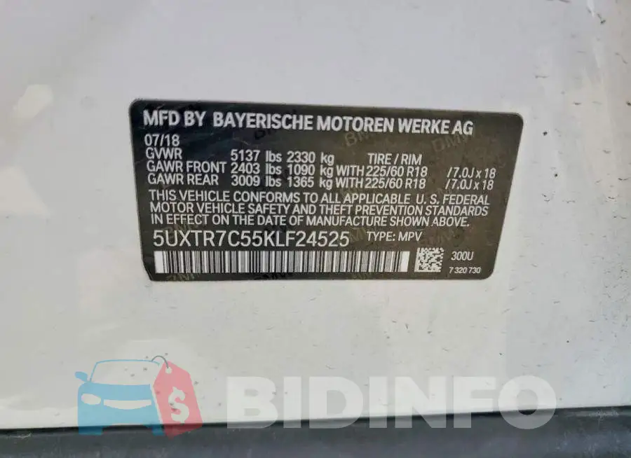 5UXTR7C55KLF24525 Photo# 13