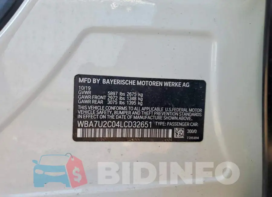 WBA7U2C04LCD32651 Photo# 12
