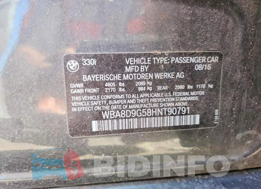WBA8D9G58HNT90791 Photo# 12