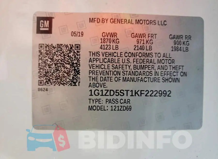 1G1ZD5ST1KF222992 Photo# 12