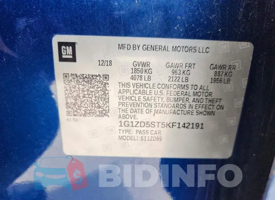 1G1ZD5ST5KF142191 Photo# 12