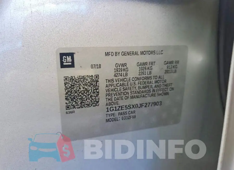 1G1ZE5SX0JF277903 Photo# 12