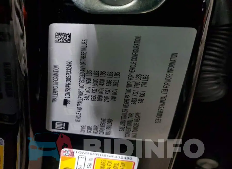 1GNS6PRD8SR332490 Photo# 13
