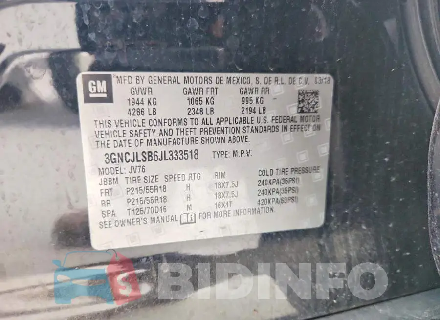 3GNCJLSB6JL333518 Photo# 13