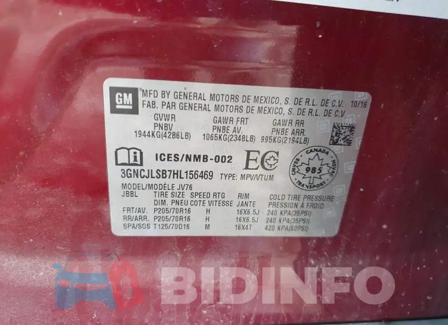 3GNCJLSB7HL156469 Photo# 13