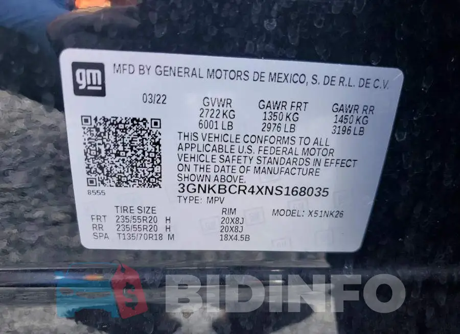 3GNKBCR4XNS168035 Photo# 14