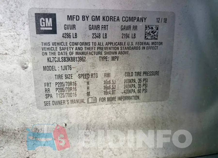 KL7CJLSB3KB813962 Photo# 13