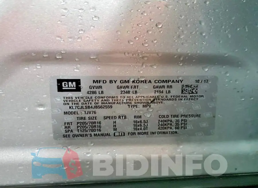 KL7CJLSB4JB562559 Photo# 13