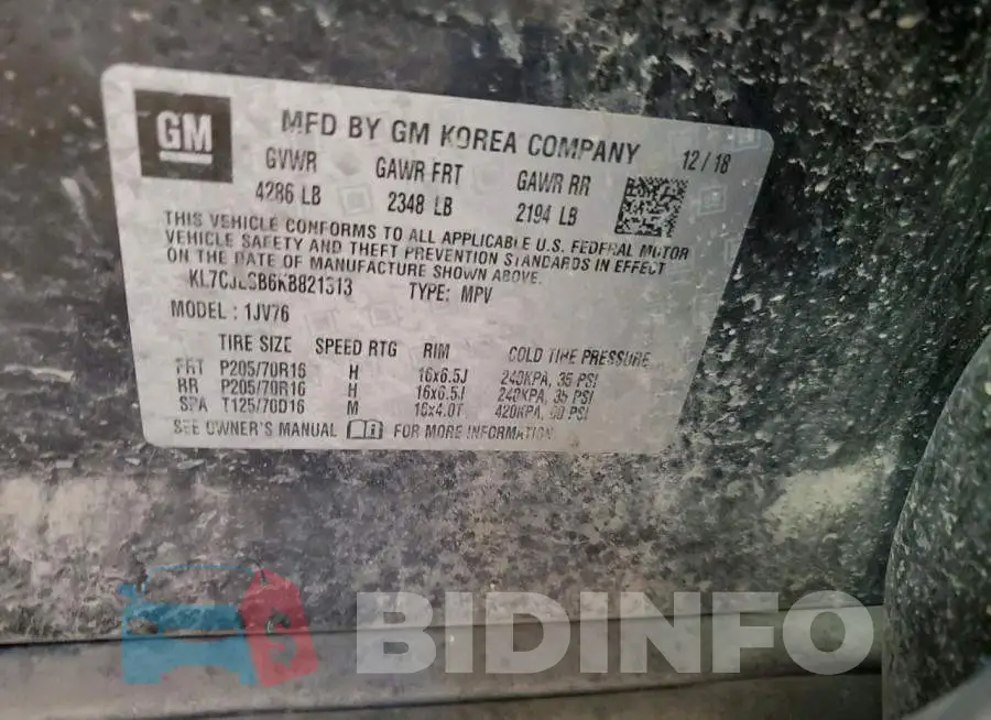 KL7CJLSB6KB821313 Photo# 13