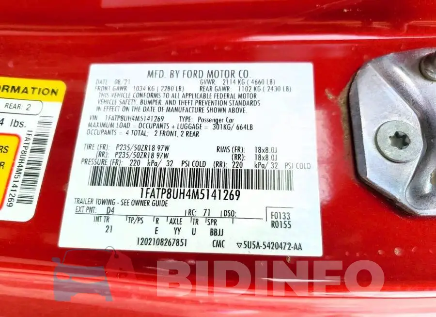 1FATP8UH4M5141269 Photo# 12