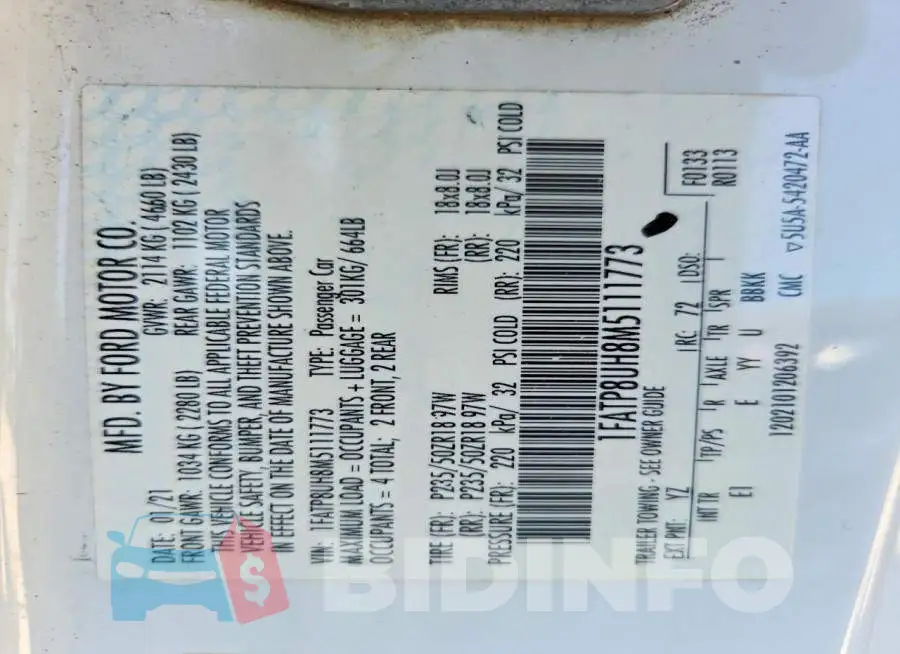 1FATP8UH8M5111773 Photo# 12
