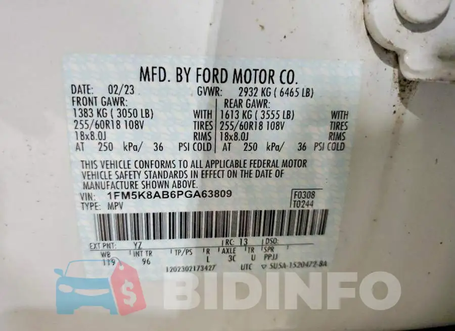 1FM5K8AB6PGA63809 Photo# 13